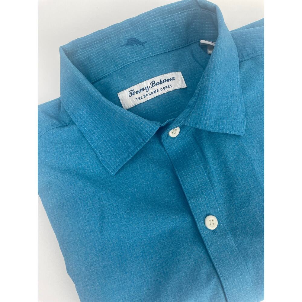 Tommy Bahama Island Zone Silk Shirt Men’s S Coral Blue Button Down